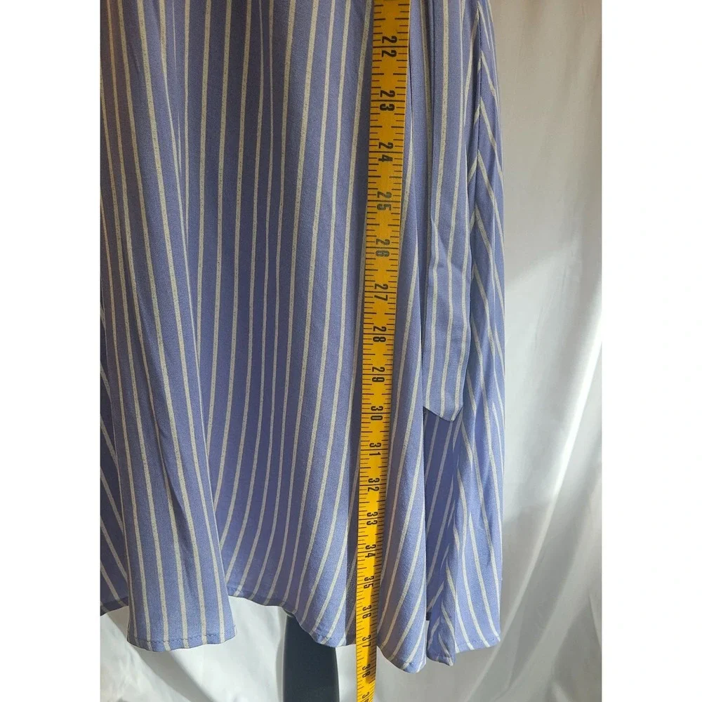 Xhilaration Striped Wrap Dress Flutter Sleeve Coastal Cottagecore L Short Sleeve - Picture 4 of 6